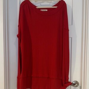 FP Movement by Free People Vibrant Red Waffle Knit Sweatshirt
